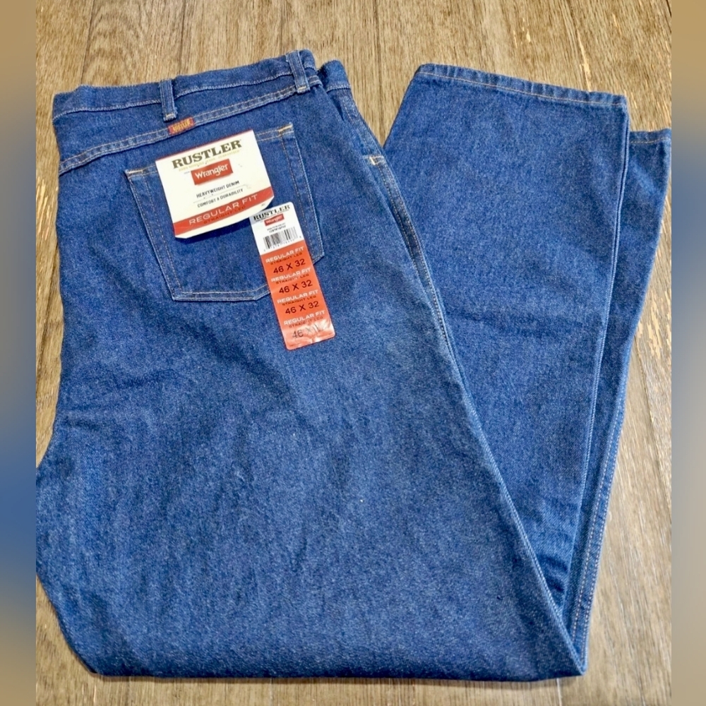Wrangler Rustler Men's Heavy Weight Demon Regular Fit Straight Leg Jeans Size 46
